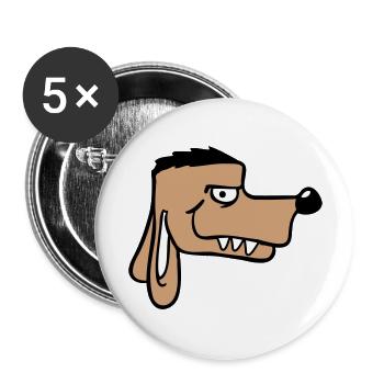 Chien Visage Méchant Dangereux Dents Monstre - Lot de 5 grands badges (56 mm) - blanc - Devant