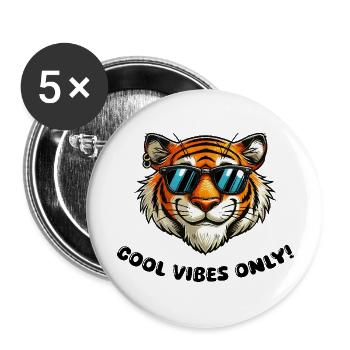 tiger cool - Buttons groß 56 mm (5er Pack) - Weiß - Vorne