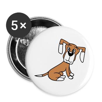 chien assis mignon petit chiot heureux animal de compagnie - Lot de 5 grands badges (56 mm) - blanc - Devant