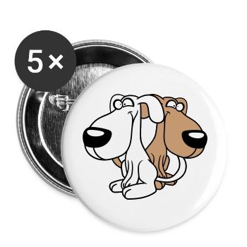 2 Dog Friends Team Crazy Funny Crew Brothers - Buttons large 2.2''/56 mm (5-pack) - white - Front