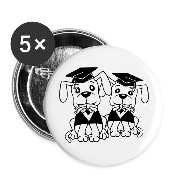 Chiens École Diplôme Certificat Gymnase Collège Abi - Lot de 5 grands badges (56 mm) - blanc - Devant