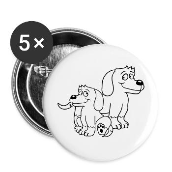 Two Dogs Family Child Mother Father Dad Mom Sweet - Buttons large 2.2''/56 mm (5-pack) - white - Front