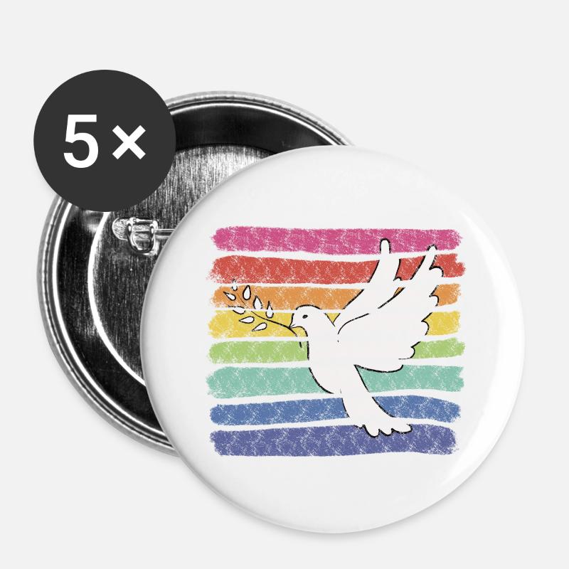 Rainbow Dove - Buttons large 2.2''/56 mm (5-pack) - white