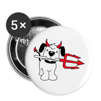Chien Diable Satan Enfer Mal Trident Cornes Cool - Lot de 5 grands badges (56 mm) - blanc - Devant