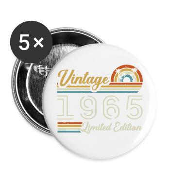 Anniversaire 60 Ans | Millésime 1965 Cadeau 1965 - Lot de 5 grands badges (56 mm) - blanc - Devant