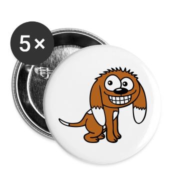 Dog looks funny grin happy smile fun - Buttons large 2.2''/56 mm (5-pack) - white - Front