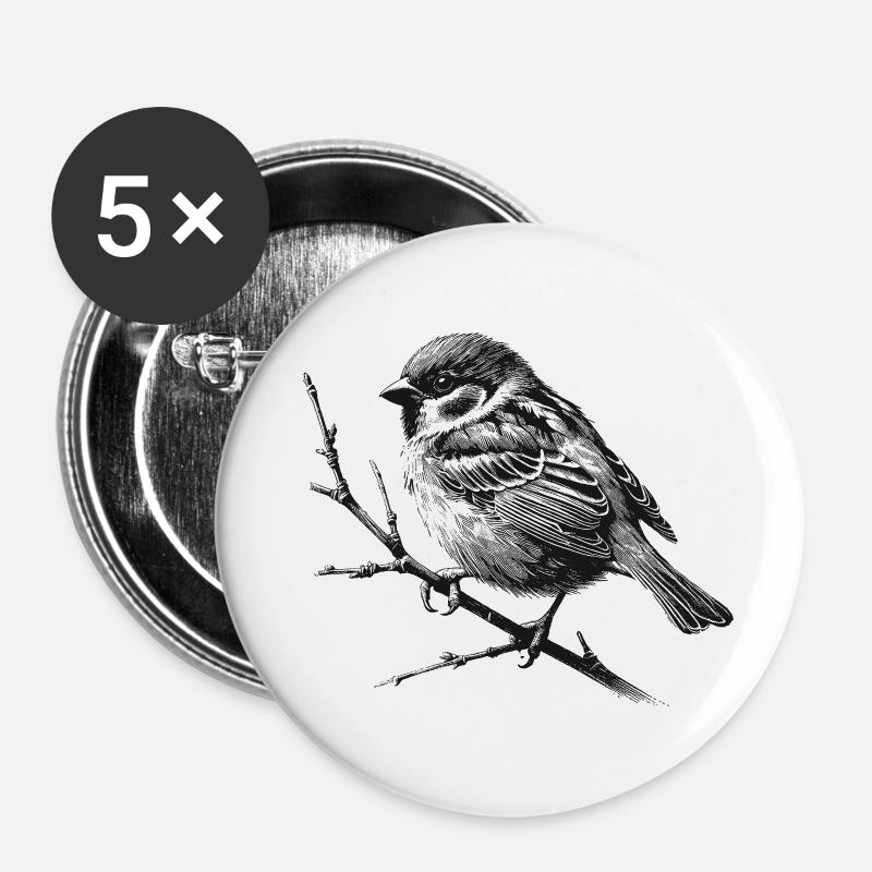 Spatz - Buttons groß 56 mm (5er Pack) - Weiß