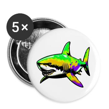 Requin - Lot de 5 grands badges (56 mm) - blanc - Devant