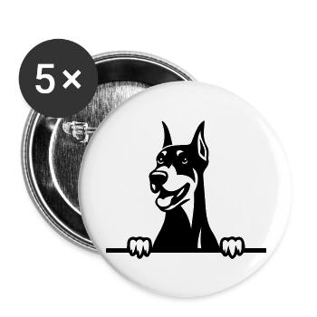 Dobermann - Lot de 5 grands badges (56 mm) - blanc - Devant