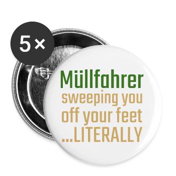 Müllfahrer Valentinstag Sweeping you - Buttons groß 56 mm (5er Pack) - Weiß - Vorne