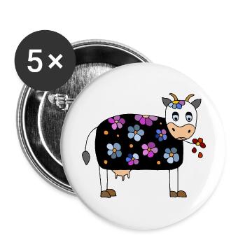 Kuh - Buttons groß 56 mm (5er Pack) - Weiß - Vorne
