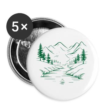 Gebirge - Buttons groß 56 mm (5er Pack) - Weiß - Vorne
