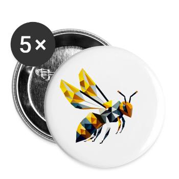 geometrische Biene, in modernem Polygon-Stil - Buttons groß 56 mm (5er Pack) - Weiß - Vorne