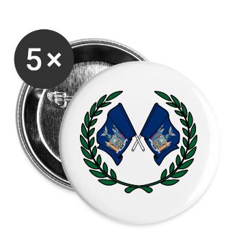 Flaggen USA New York im Lorbeerkranz - Buttons groß 56 mm (5er Pack) - Weiß - Vorne