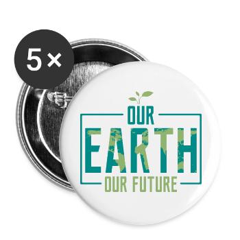 Our Earth Our Future Earth Day Environmental Plane - Buttons large 2.2''/56 mm (5-pack) - white - Front