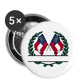 Drapeaux USA Géorgie couronne de laurier bannière - Lot de 5 grands badges (56 mm) - blanc - Devant