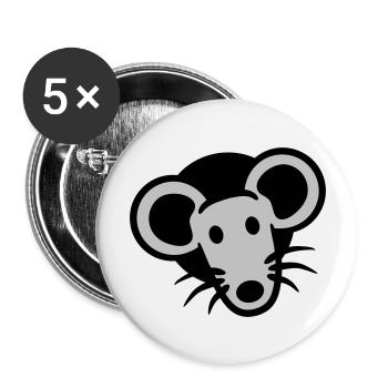 Maus Wand Loch Mauseloch Guckt Süß Lustig Comic - Buttons groß 56 mm (5er Pack) - Weiß - Vorne