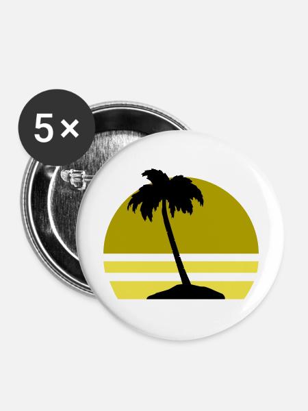 palmen insel - Buttons groß 56 mm (5er Pack) - Weiß