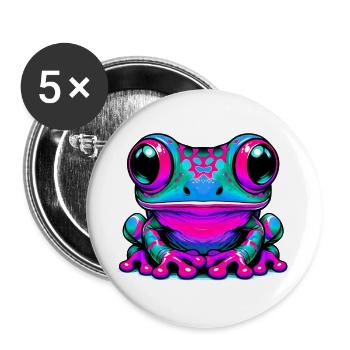 Grenouille - Lot de 5 grands badges (56 mm) - blanc - Devant
