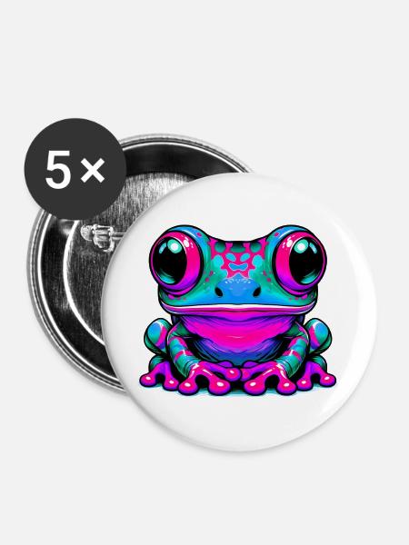 Frosch - Buttons groß 56 mm (5er Pack) - Weiß