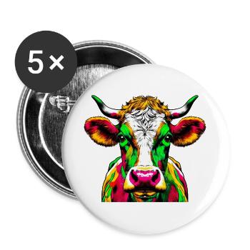 Vache - Lot de 5 grands badges (56 mm) - blanc - Devant