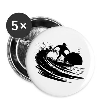 Surfeur - Lot de 5 grands badges (56 mm) - blanc - Devant