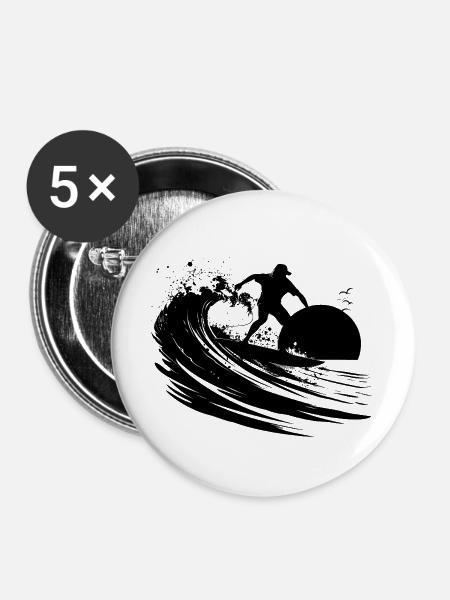 Surfer - Buttons groß 56 mm (5er Pack) - Weiß