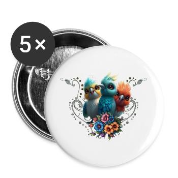 Le gang de l’oiseau heureux - Lot de 5 grands badges (56 mm) - blanc - Devant