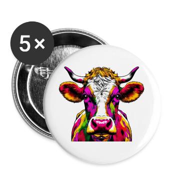 Vache - Lot de 5 grands badges (56 mm) - blanc - Devant