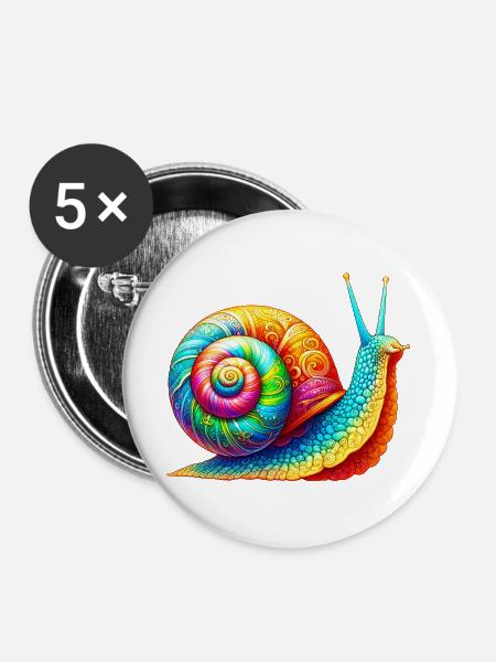 Schnecke - Buttons groß 56 mm (5er Pack) - Weiß