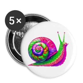 Schnecke - Buttons groß 56 mm (5er Pack) - Weiß - Vorne