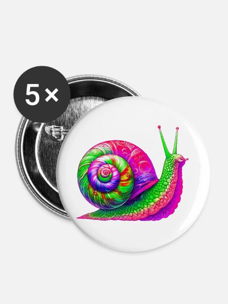 Schnecke - Buttons groß 56 mm (5er Pack) - Weiß