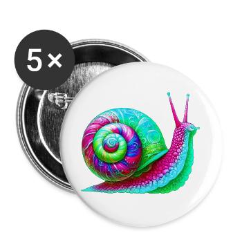 Schnecke - Buttons groß 56 mm (5er Pack) - Weiß - Vorne