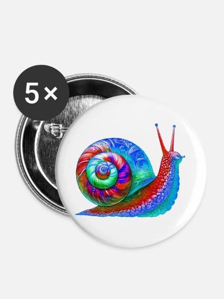 Schnecke - Buttons groß 56 mm (5er Pack) - Weiß