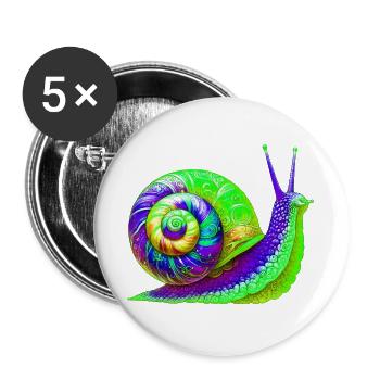 Schnecke - Buttons groß 56 mm (5er Pack) - Weiß - Vorne