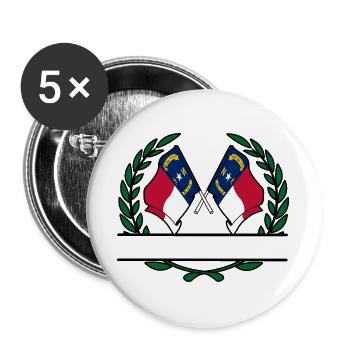 Drapeaux USA Caroline du Nord laurier couronne bannière - Lot de 5 grands badges (56 mm) - blanc - Devant