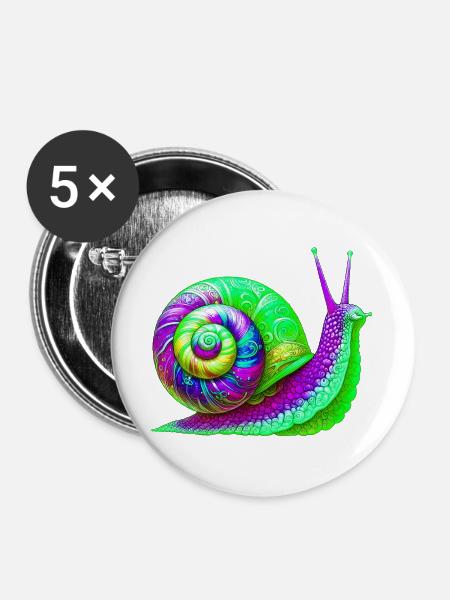 Schnecke - Buttons groß 56 mm (5er Pack) - Weiß