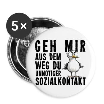 Geh mir aus dem Weg Du unnötiger Sozialkontakt - Buttons groß 56 mm (5er Pack) - Weiß - Vorne