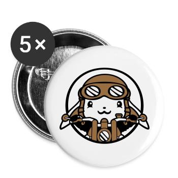 Hase Motorrad Fahren Biker Fahrer Roller Mofa Cool - Buttons groß 56 mm (5er Pack) - Weiß - Vorne