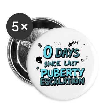 Chemise amusante Escalade de la puberté - Lot de 5 grands badges (56 mm) - blanc - Devant
