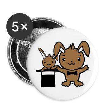 Bunny Wizard Chapeau Haut de forme Enfant 2 Bébé Sorcier Mignon - Lot de 5 grands badges (56 mm) - blanc - Devant
