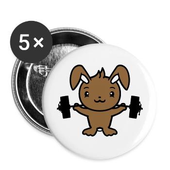 Bunny Bodybuilder Gym Muscles Fort Fitness Poids - Lot de 5 grands badges (56 mm) - blanc - Devant