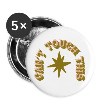 Can't Touch This – Kaktus-Humor - Buttons groß 56 mm (5er Pack) - Weiß - Vorne