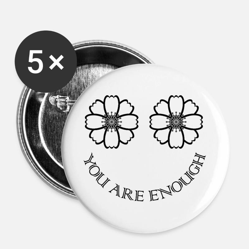 Blumenaugen / Augen wie Blumen mit Spruch - Buttons groß 56 mm (5er Pack) - Weiß
