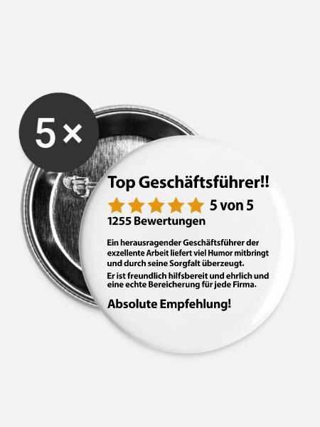 Geschäftsführer Abschiedsgeschenk Geschenkidee - Buttons groß 56 mm (5er Pack) - Weiß