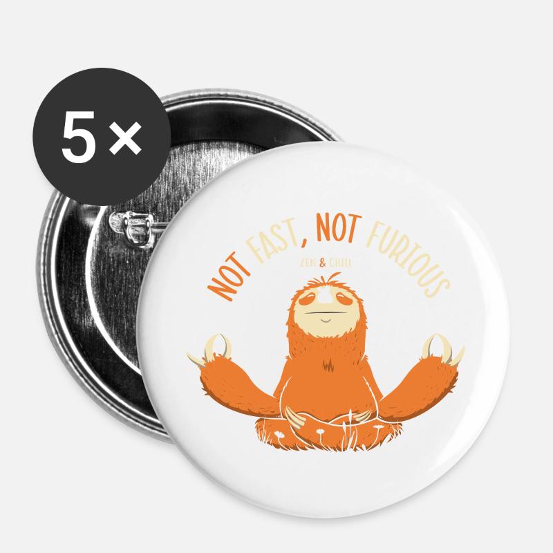 Faultier, nicht schnell, nicht wütend - Buttons groß 56 mm (5er Pack) - Weiß