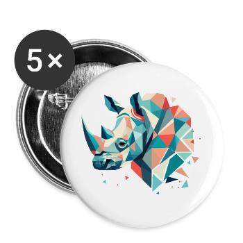 Rhinocéros abstrait – Force géométrique - Lot de 5 grands badges (56 mm) - blanc - Devant