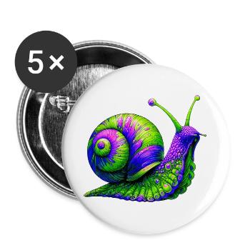 Schnecke - Buttons groß 56 mm (5er Pack) - Weiß - Vorne