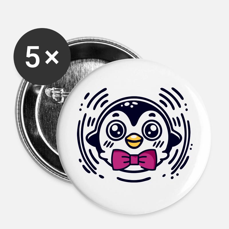 Bouncy Penguin NA304 - Buttons large 2.2''/56 mm (5-pack) - white
