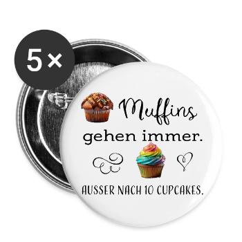 Muffin Cupcake sw - Buttons groß 56 mm (5er Pack) - Weiß - Vorne
